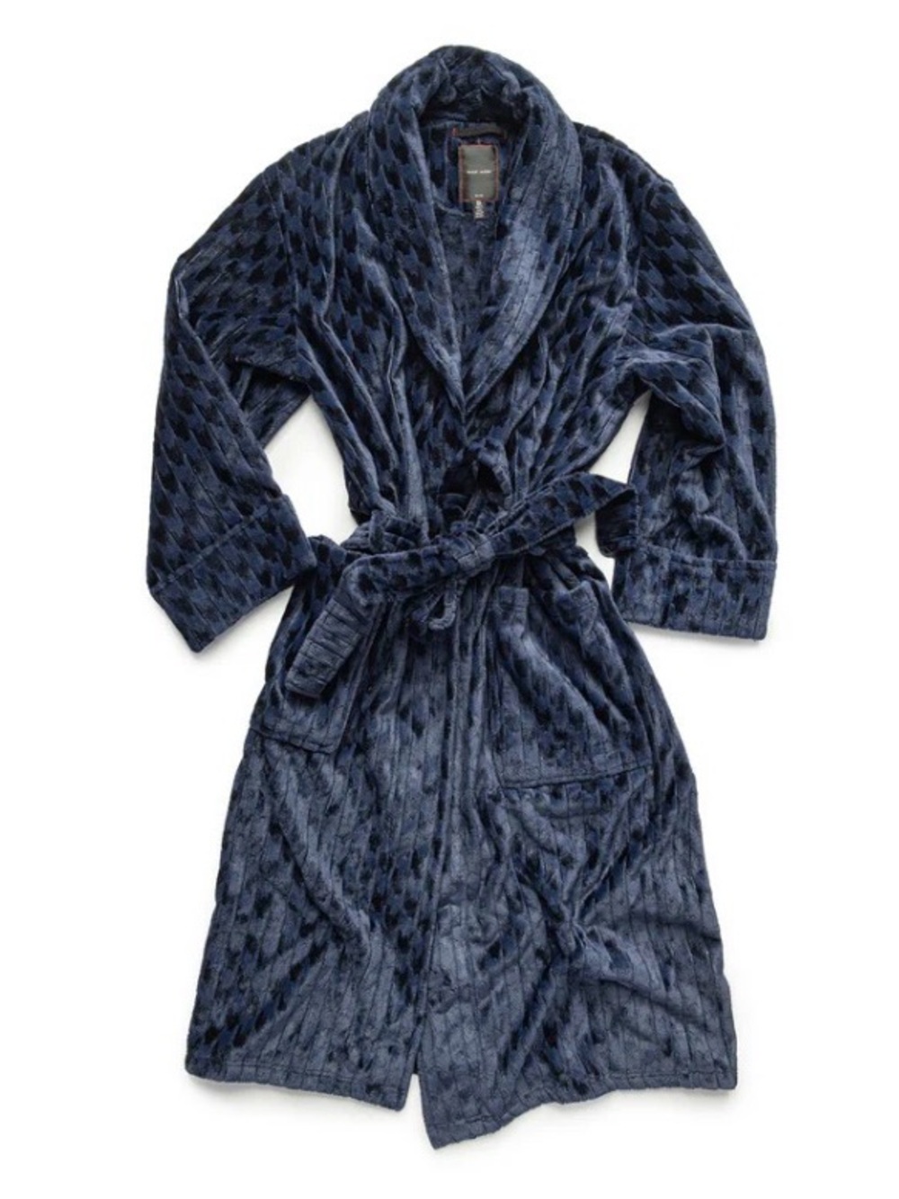 Daniel Buchler Plush Striped Houndstooth Robe